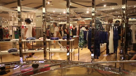 Interior of large department store in Paris Stock Footage 40484373