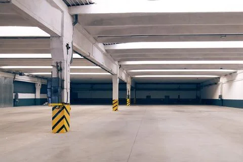 Interior of large empty storehouse Stock Photos