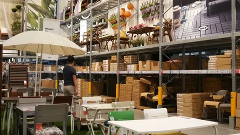 Interior of large IKEA store with a wide range of products. Video stock 82602625