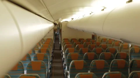 Interior Of A Large Passenger Aircraft Stock Footage 62203085