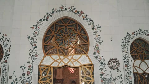 Interior of the largest mosque in the world ,The Sheikh Zayed Mosque Stock Footage 250662261