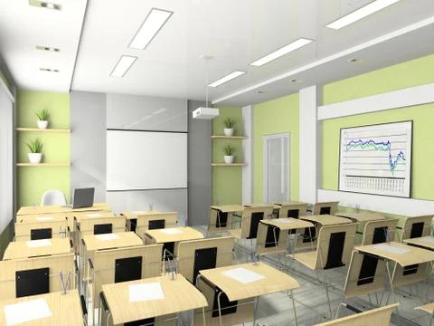 Interior of the lecture-room for seminars, studies, trainings or meetings Stock Illustration