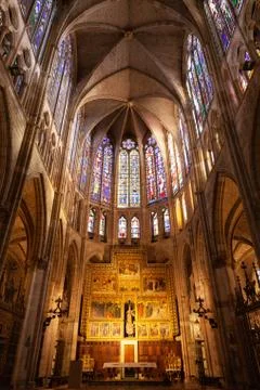 Interior of Leon Cathedral, Spain Stock Photos
