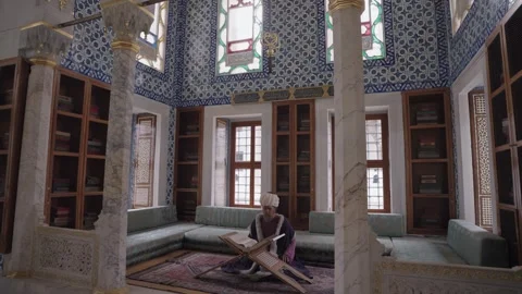 Interior of the library of Sultan Ahmed III, In Topkapi Palace Istanbul, Turkey Stock Footage 261504618