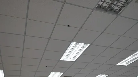 Interior light in modern office with smoke sensor and emergency fire Stock Footage 94169844