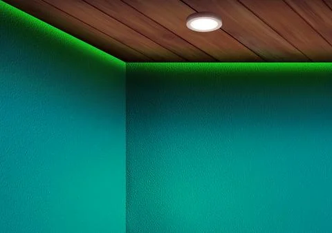 Interior Lighting Design Using Downlight and Green Indirect Lighting with B.. Stock Photos