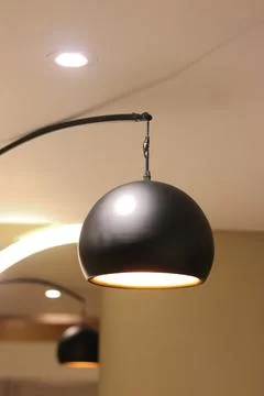 Interior lights of the restaurant at night Stock Photos