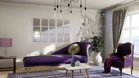 Interior of the living room. 3D illustration Stock Footage 123846053