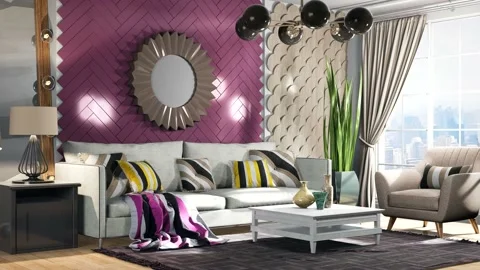 Interior of the living room. 3D illustration Stock Footage 139791953