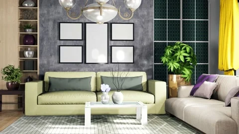 Interior of the living room. 3D illustration Stock-Footage 141096853