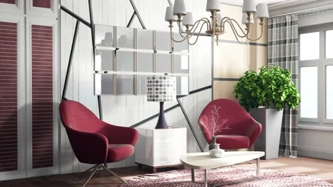 Interior of the living room. 3D illustration Stock Footage 146593653