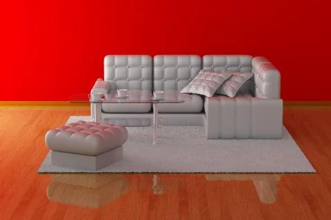 Interior of a living room. 3D image. Stock Illustration
