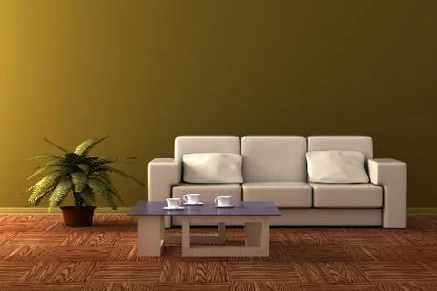 Interior of a living room. 3D image. Stock Illustration