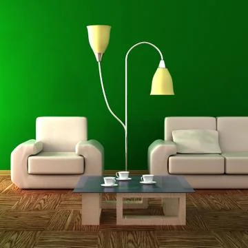 Interior of a living room. 3D image. Stock Illustration