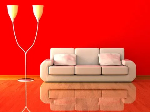 Interior of a living room. 3D image. Stock Illustration