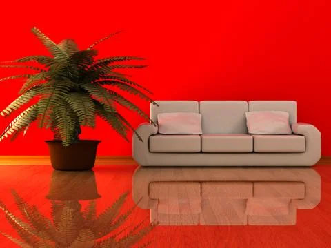 Interior of a living room. 3D image. Stock Illustration