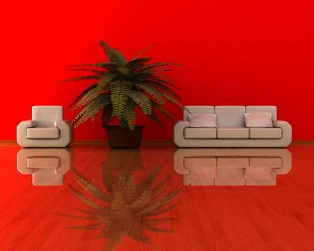Interior of a living room. 3D image. Stock Illustration