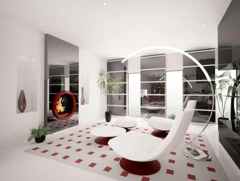 Interior of living room 3d render Stock Illustration