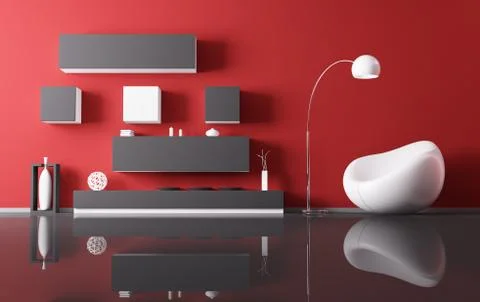Interior of living room 3d render Stock Illustration