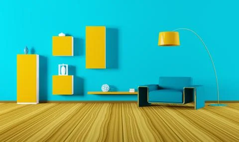 Interior of living room 3d render Stock Illustration