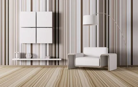 Interior of living room 3d render Stock Illustration