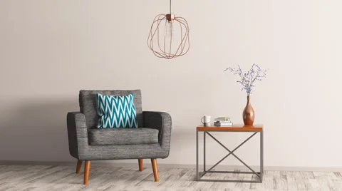 Interior of living room creation 3d animation Stock Footage 69007932