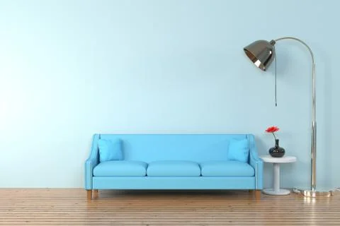 Interior of the living room. soft sofa and pillow near lamp soft color wall 3 Illustrazione stock