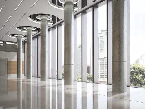 Interior of a lobby hotel reception 3D illustration Stock Illustration