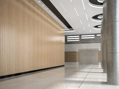 Interior of a lobby hotel reception 3D illustration Stock Illustration