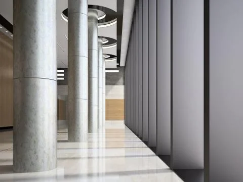 Interior of a lobby hotel reception 3D illustration Stock Illustration