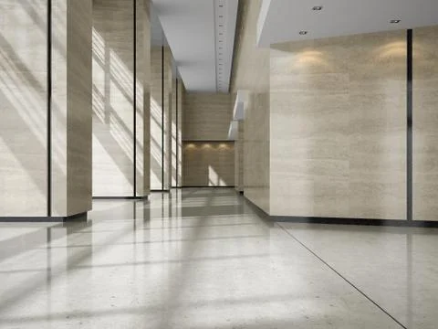 Interior of a lobby hotel reception 3D illustration Stock Illustration