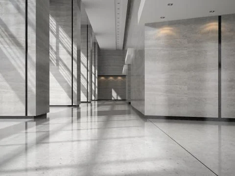 Interior of a lobby hotel reception 3D illustration Stock Illustration