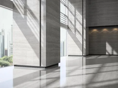 Interior of a lobby hotel reception 3D illustration Stock Illustration
