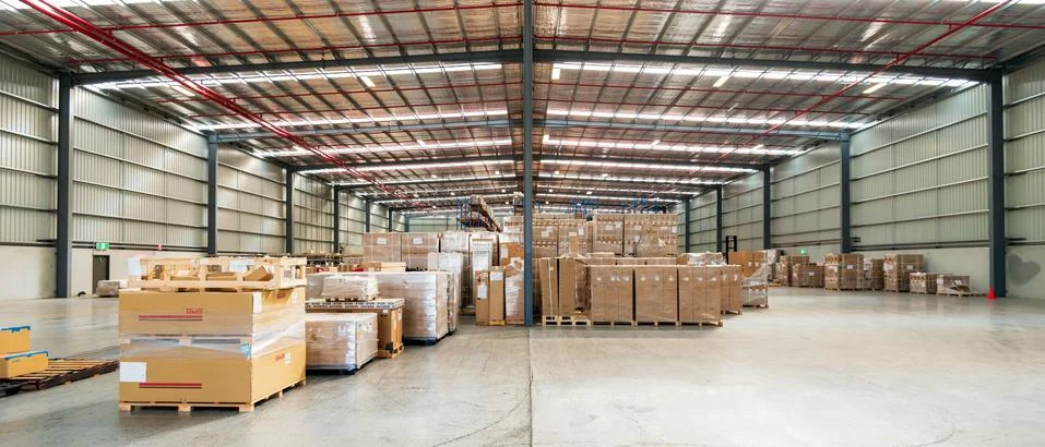 Interior of Logistics warehouse Stock Photos