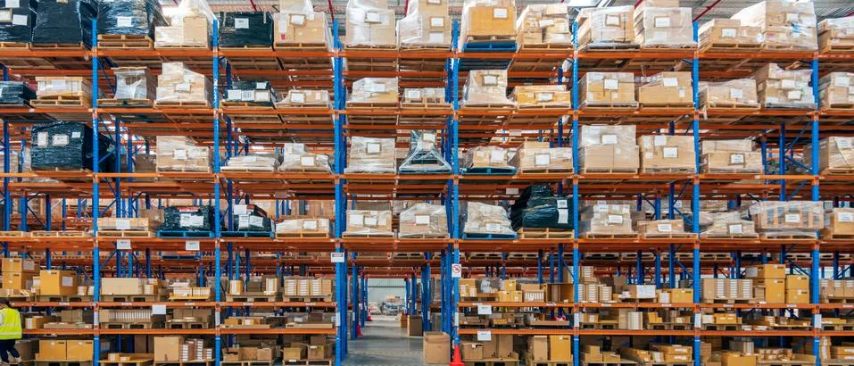 Interior of Logistics warehouse Stock Photos