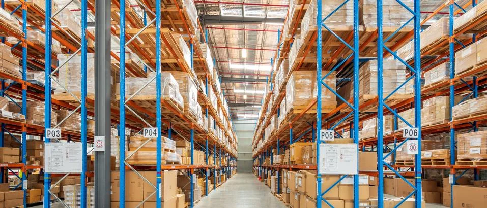 Interior of Logistics warehouse Stock Photos
