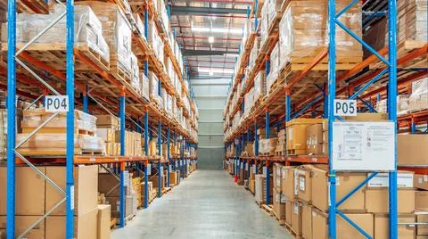Interior of Logistics warehouse Stock Photos