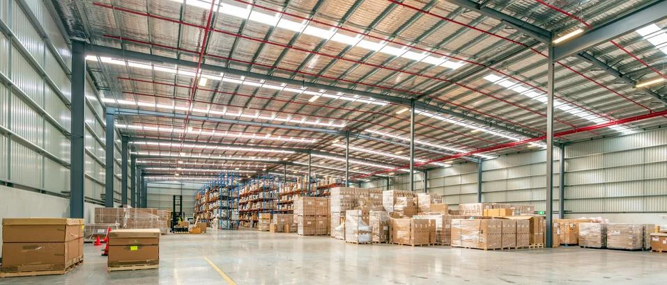 Interior of Logistics warehouse Stock Photos