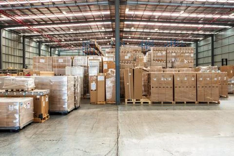 Interior of Logistics warehouse Stock Photos