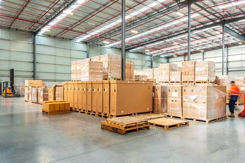 Interior of Logistics warehouse Stock Photos