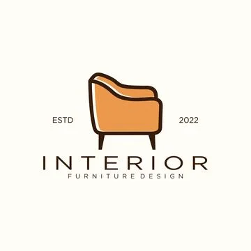 Interior logo design with line style Illustrazione stock