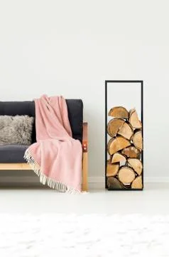 Interior with logs of wood Stock-Fotos