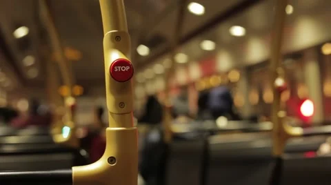 Interior of London Bus Stop Button on left side Stock Footage 62780434