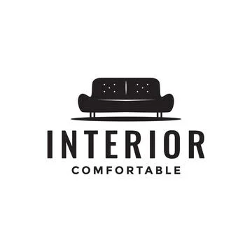 Interior long sofa long minimalist logo design vector graphic symbol icon i.. Illustrazione stock