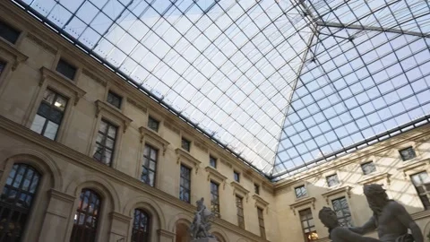 Interior of the Louvre sweeping shot (4k 30p Slow Motion) Stock Footage 224090787