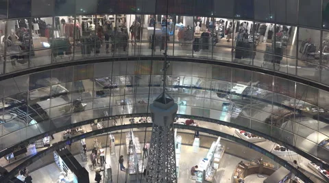Interior luxury Galeries Lafayette Berlin city famous shopping mall business day Stock Footage 40492983