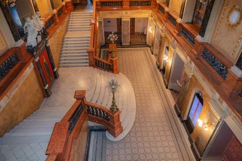 Interior of Lviv National Opera. Foyer Stock Photos