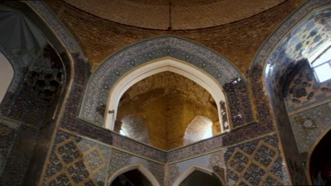 Interior of main hall of Blue Mosque in Tabriz Stock Footage 289600961
