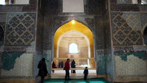 Interior of main hall of Blue Mosque in Tabriz Stock Footage 289601028