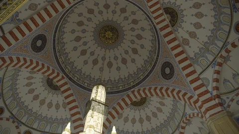 Interior of the main mosque of the Chechen Republic - Heart of Chechnya Stock Footage 129140690